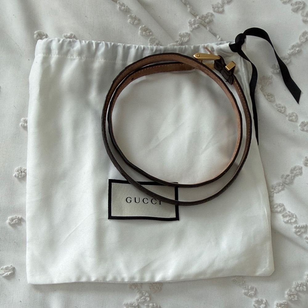Gucci Tan Leather Belt with Gold Buckle